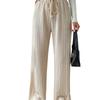 Fashion 2024 New Arrival Knot Waist Texture Knitting Wide Leg Pants Elastic High Waist Pure Color Casual Loose Straight-leg Women's Clothing