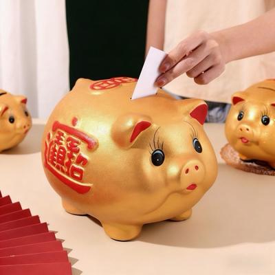 Keramik Sparschwein Goldmünze Spardose Dekorative Sparschwein Neujahrsfeier