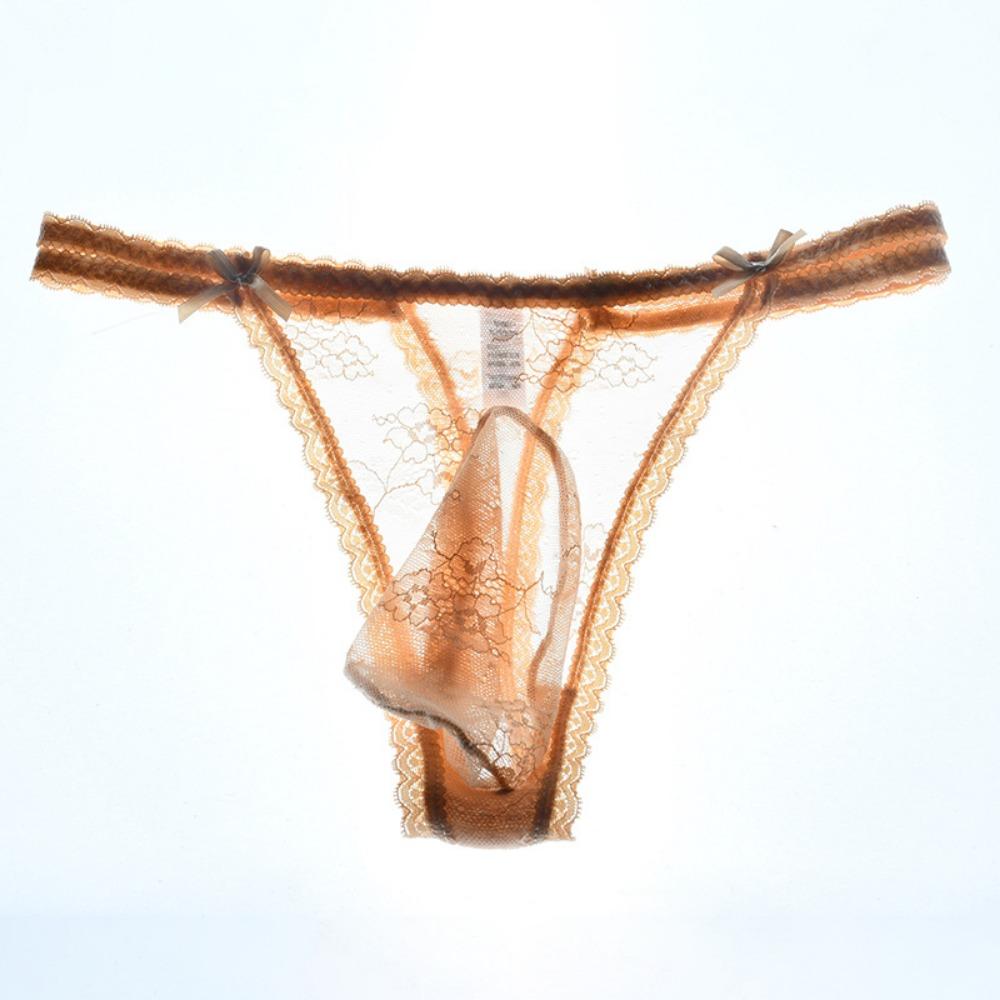 Nízký pas Pánská tanga Sexy krajka Prodyšné Tenké Sexy Kalhotky Taška Egg Jj Set Kalhotky Fake Girl Temptation