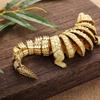 Antique Brass Crocodile Alligator Figurine 3D Articulated Animal Statue with Movable Joints Vintage Home Desk Decor Ornament