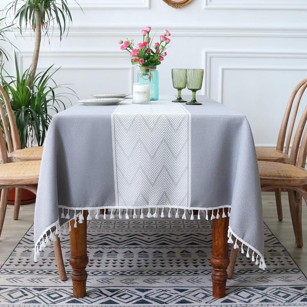 Thickened High-End Light Luxury Dining Table Cloth Decorative Cotton And Linen Simple Solid Color Cover Cloth