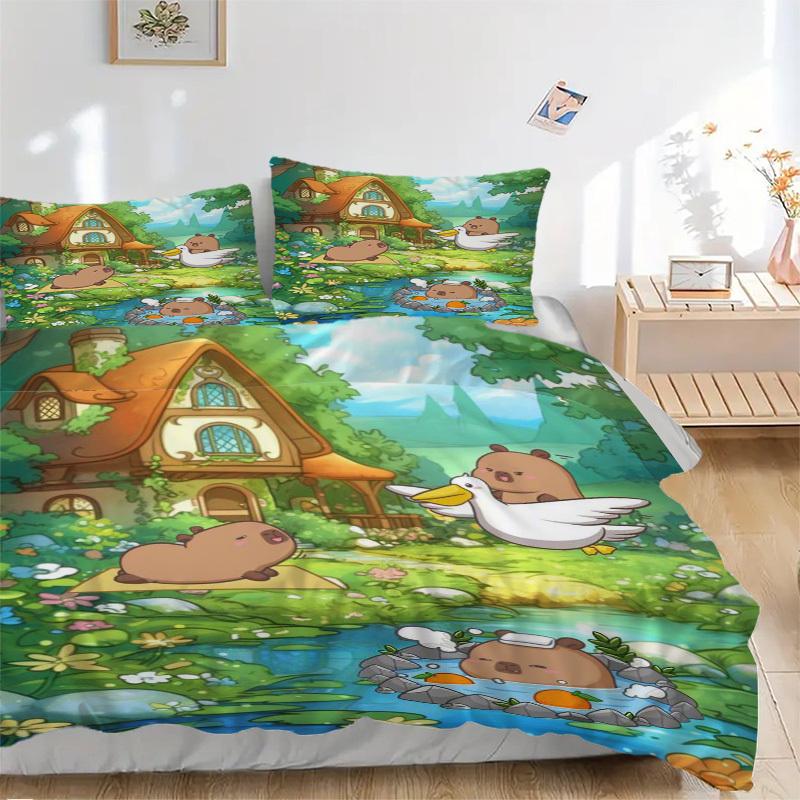 3pcs Anime Cartoon Design Bedding Set - Includes One Quilt Cover and Two Pillowcases (No Core) - Perfect for Bedroom and Guest Room Decorati