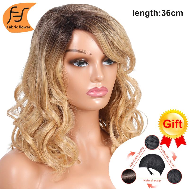 

Волнистая кудрявая градиентная краска на макушке головы, женские волосы средней длины, косая челка, кудрявые волосы головной убор для женщин