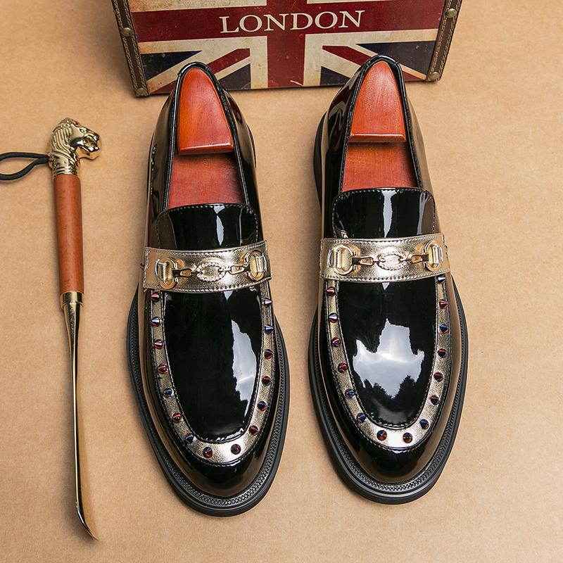 Luxury Brand Men's Shiny Leather Shoes Party Dress Shoes Flat Bottomed Comfortable Gold High-end Business Casual Shoes for Men’s