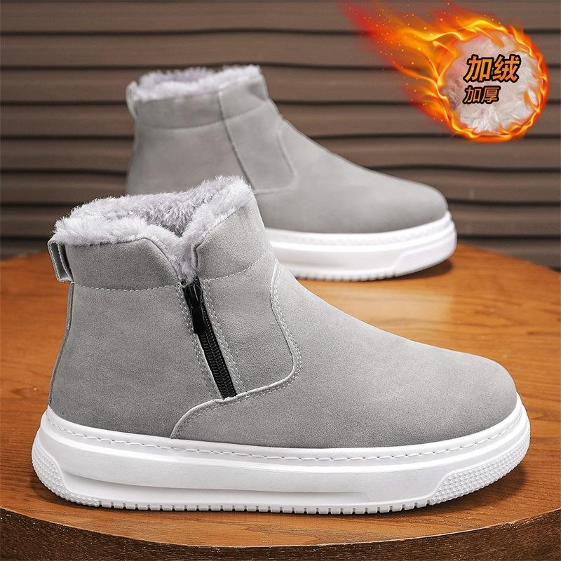 Snow boots winter velvet thickened warm non-slip side zipper fur integrated short boots cold-proof cotton shoes