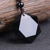 Fashion Jewelry Jewelry Black Blessing Men Hexagram Shape Obsidian Pendant Amulet Necklace