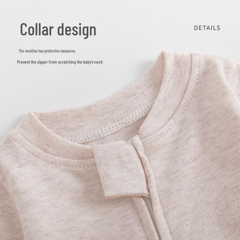 Noworodek Letni Pajacyk: Cienkie, z długim rękawem, podwójny zamek błyskawiczny, oddychające, pajacyk do raczkowania dla niemowląt ze stopkami