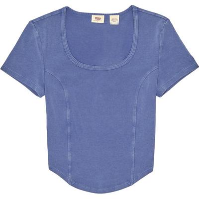 Camiseta Manga Curta Gola U Lisa Levis Feminina Roupas Roxa 0019V-0000