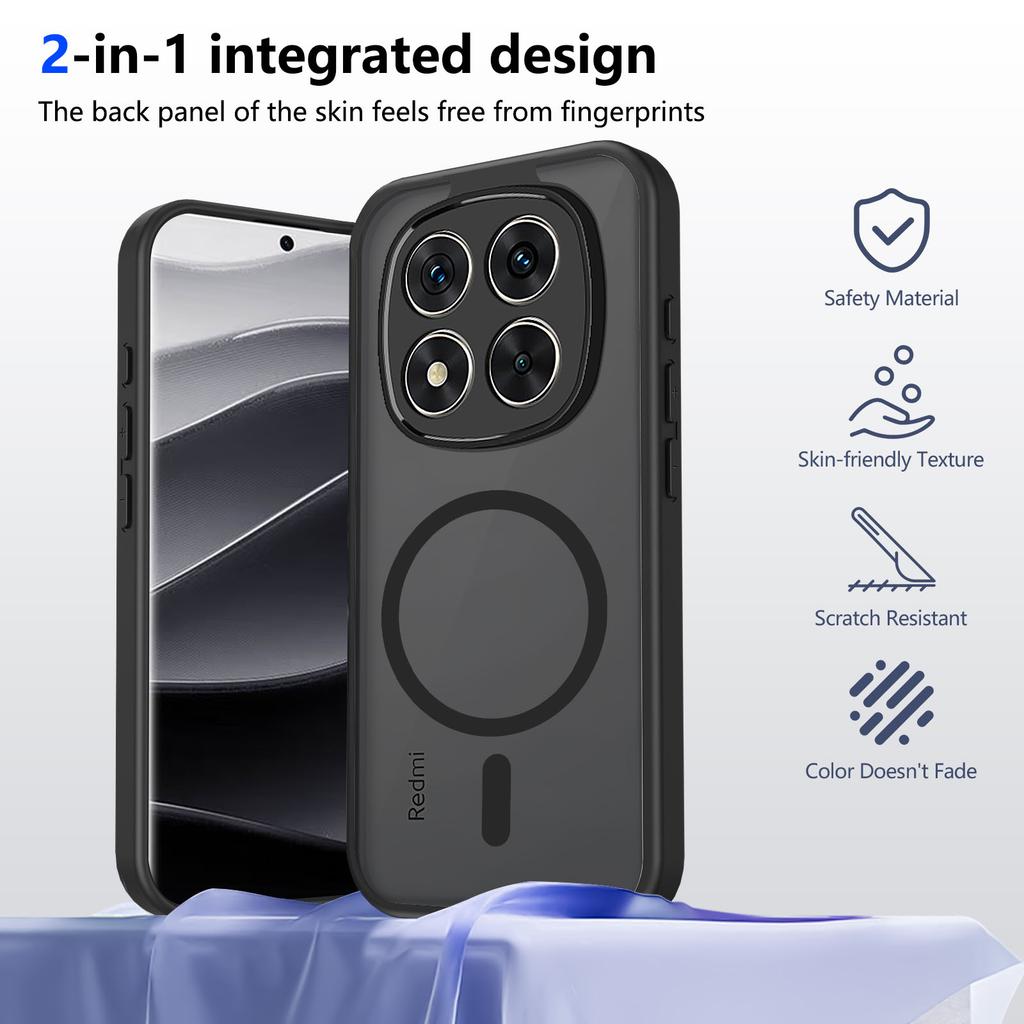 For Xiaomi Redmi Note 14 Pro+ 5G Case Shockproof Matte PC+TPU Anti-fingerprint Translucent Cover for Redmi Note 14 Pro+