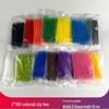Multi-Color Nylon Zip Ties - 2x100 Pack, Small 2.4mm Wide In Blue, Red, Yellow, Green, Orange, Black, White & Pink
