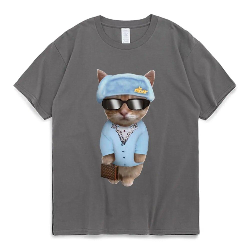 Lustige El Gato traurig weinende Katze Munchkin Kitty Meme trendige Grafik T-shirt Mode Kurzarm T Shirt Unisex Frauen Casual Baumwolle T-Shirt