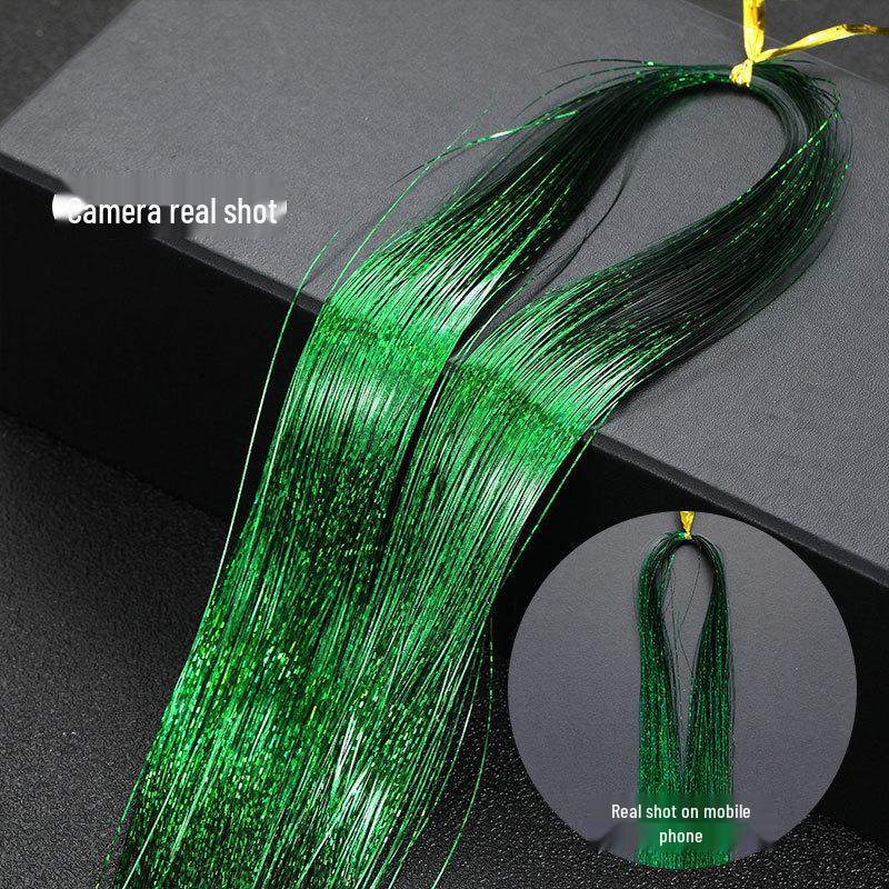 Gold Laser Tinsel Hair Extensions - Shiny Metal Wire, Colorful and Seamless.