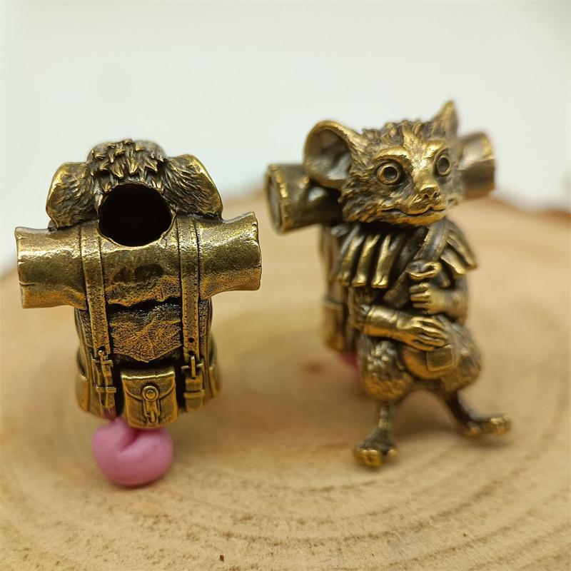 Rat Traveler Brass Knife Beads Animal Mouse Edc Diy Paracord Woven Bracelets Lanyard Pendants Accessories Outdoor Tool Hangings
