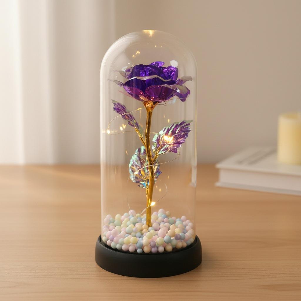 Rose Immortal Flower Glass Cover Valentine's Day Gift Doll Bouquet Mother's Day Birthday Creative Christmas Gifts