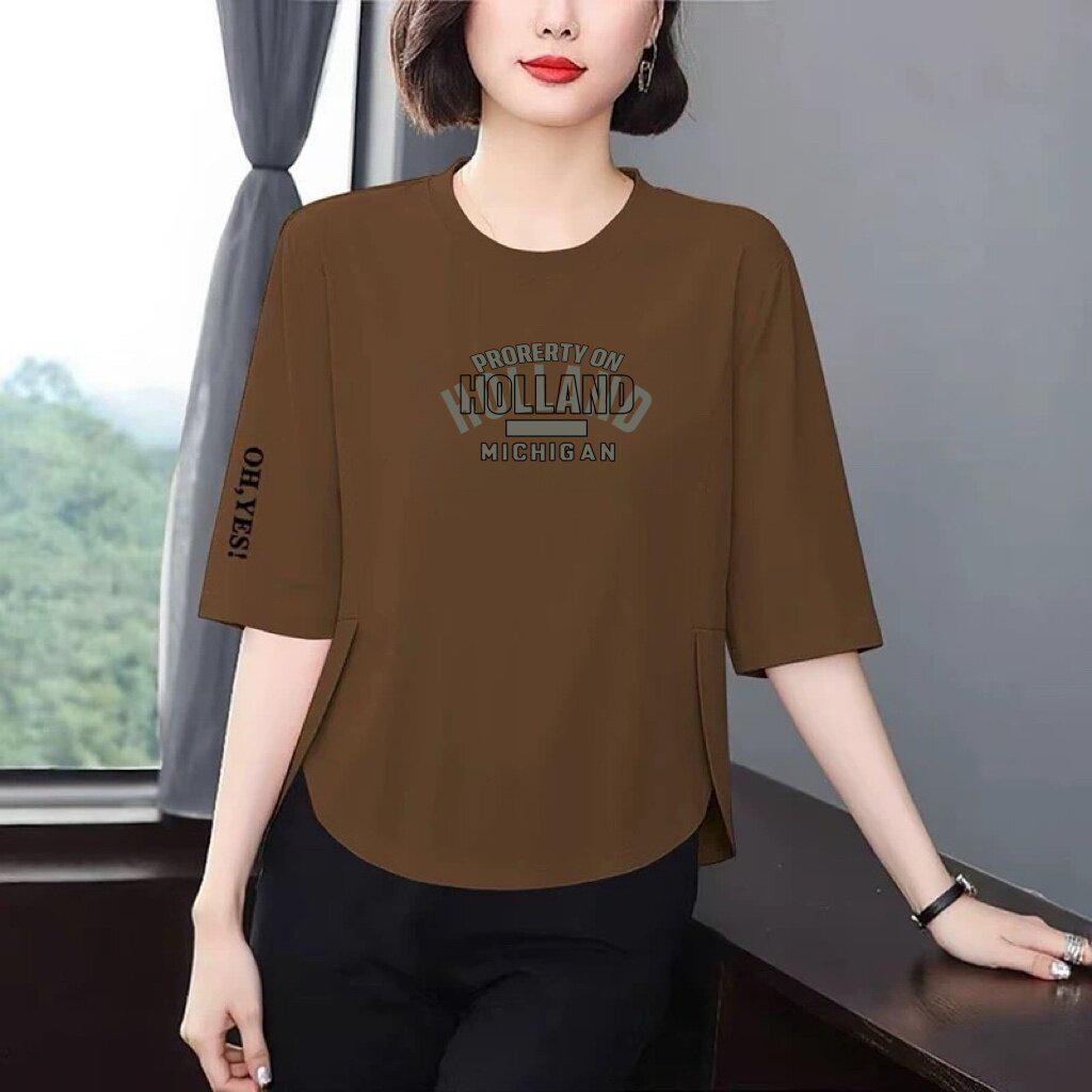 Chic Women s Printed 3/4 Sleeve Summer T-Shirt: Loose Fit, Slimming, Versatile & Youthful Design X-Large