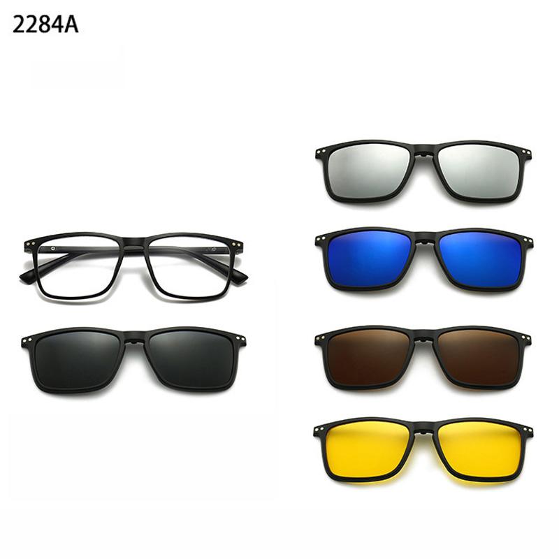 6 In 1 Custom Men Optical Magnetic Sunglasses Magnet Clip On Sunglasses Polaroid Clip On Sun Glasses