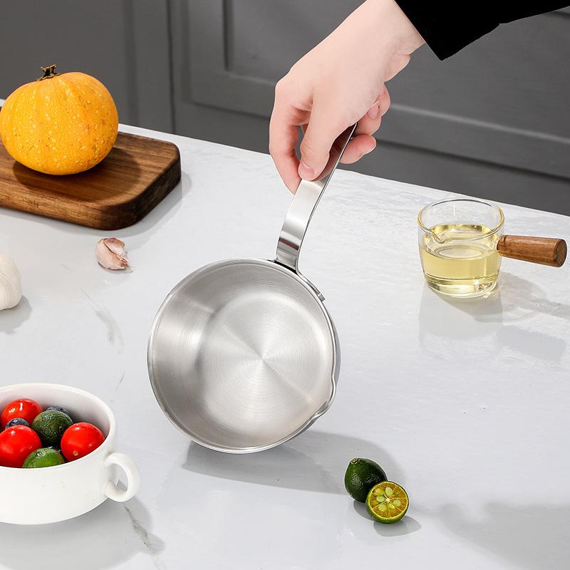 304 Stainless Steel Oil Pot Egg Frying Pan Mini Soup Milk Pot Cooking Saucepan Scalding-Proof Kitchen Tool Cookware