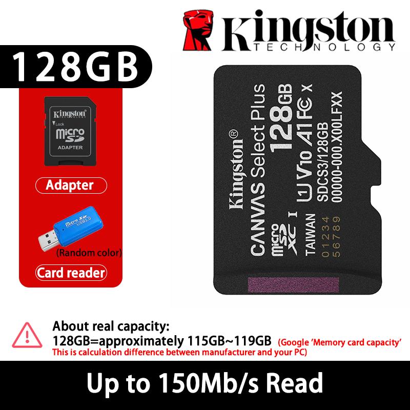 Kingston 128GB Micro SD TF Card Memory Cards 64GB 256GB 512GB microSDXC Card Up To 150MB/s A1 Class 10 UHS-I U1 V10 A2 For Phone Drones Camera GoPro