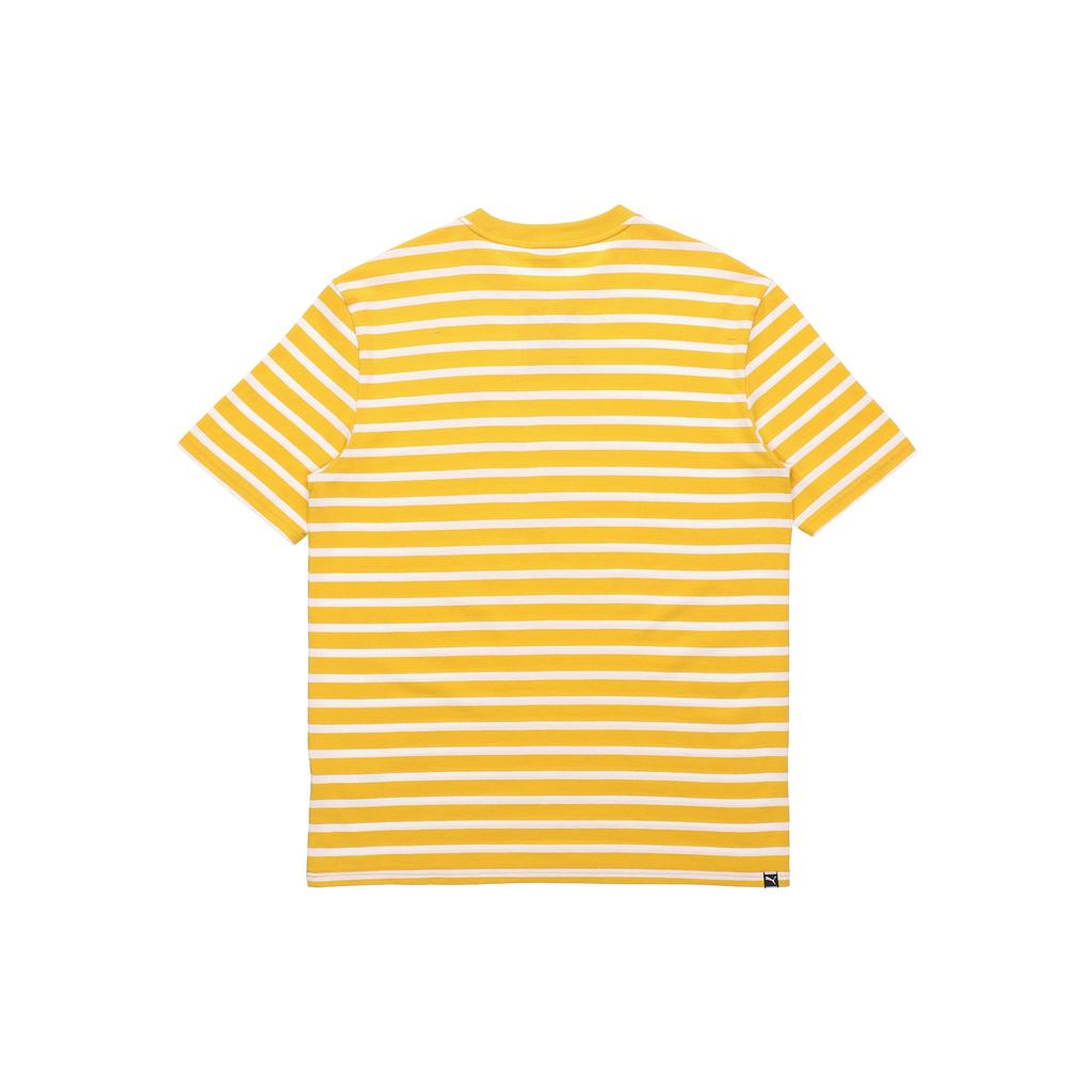 Puma Downtown Striped Crew Neck Short Sleeve T-Shirt Men Tops Gold 597457-25