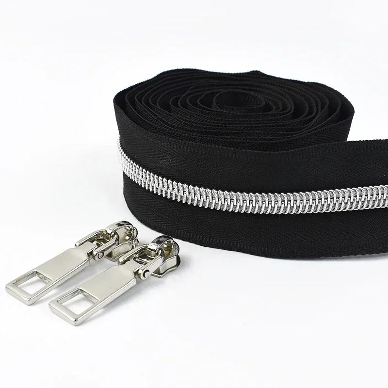 Meetee 2-10M 5# Metal/Nylon/Resin Zippers By Meter + Matching Zip Sliders Bag Clothes Zips Easy Repair Sewing Accessories
