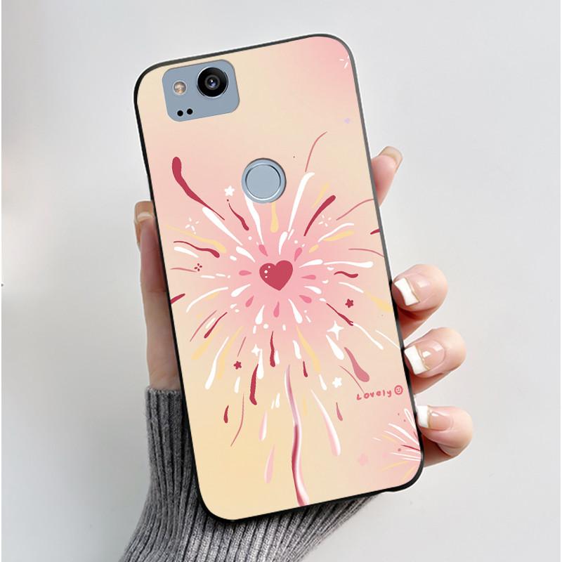 Cute Case For Google Pixel 2 / Pixel 2XL Printing Shell Pixel 1 XL Pixel1 Protective Cover Soft Silicone Cartoon Black Casing