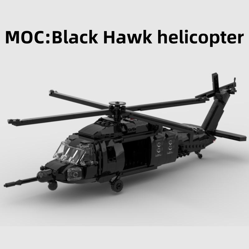 MOC Bausteine Black Hawk Hubschrauber Modellbausatz DIY Montage Spielzeug Schreibtischdekoration Geschenk für Jungen