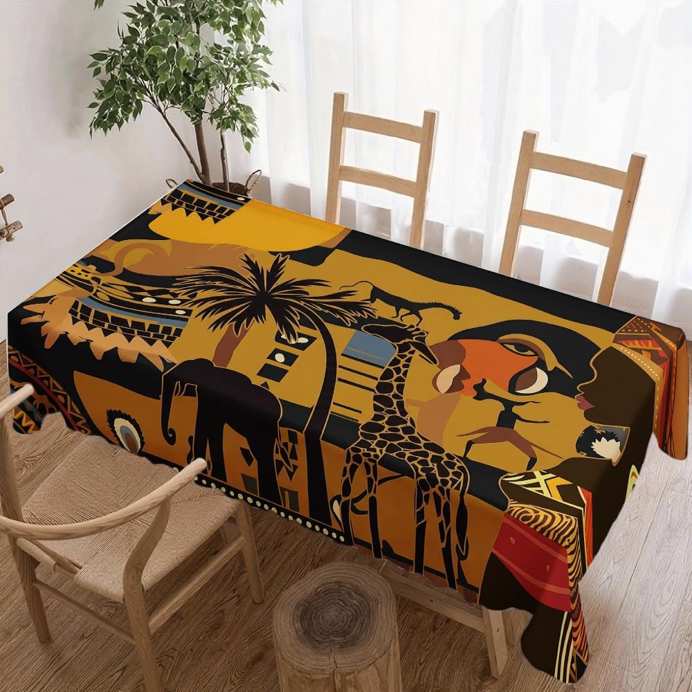 Nappe Rectangle Safari Africain pour Décoration de Table Cuisine Salle à Manger Imperméable Réutilisable Nappe pour Tables Salle à Manger 90x140cm