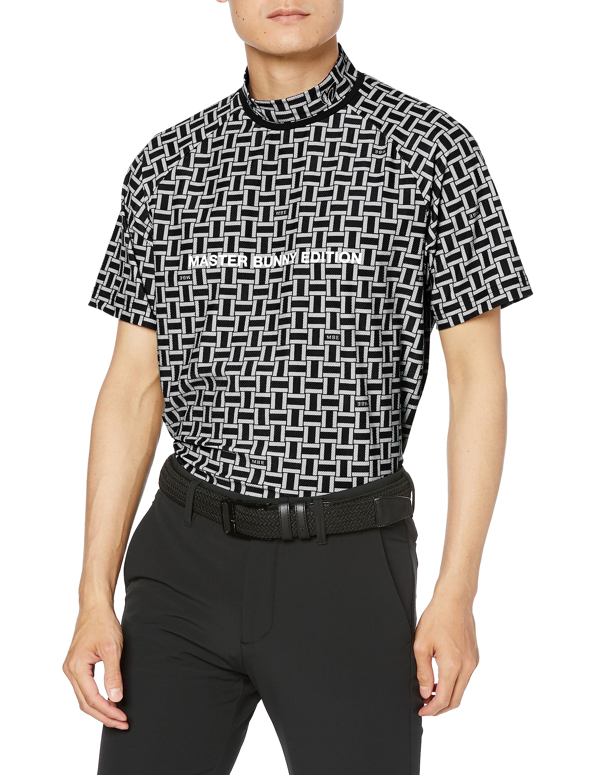 

Master Bunny Short Sleeve High Neck Shirt Golf Undershirt Braided Pattern Size 7 Men s (Glen Plaid) / / 758-3167503 030_White [3L]