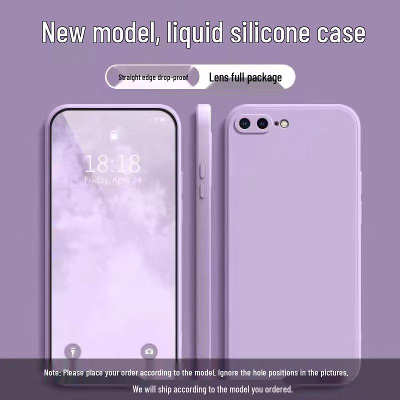 Apple 8 Plus Liquid Silicone Full Coverage Drop-Proof Protective Case with Solid Color and Skin-Friendly Feel