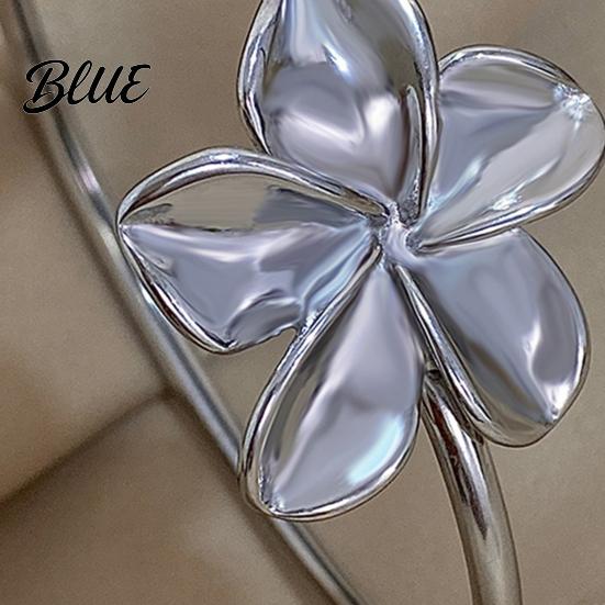 Women Adjustable Alloy Bracelet Flower Cuff Bracelets for Double Open