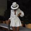 Completo da Donna Due Pezzi Coordinato Vestibilità Larga Camicia a Manica Lunga Pantaloncini a Vita Elastica Outfit Casual da Vacanza