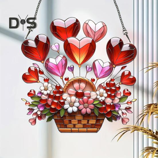 Potted Plants Sun Catcher Acrylic Window Hanging Ornament Floral Pattern Suncatcher for Home Wall Sunlit Spaces Decoration