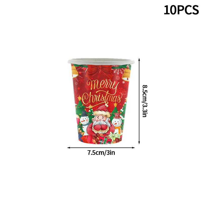 2025 Christmas Party Disposable Tableware Santa Claus Pattern Paper Plates Cups Christmas Tree Napkin Merry Christmas Supplies