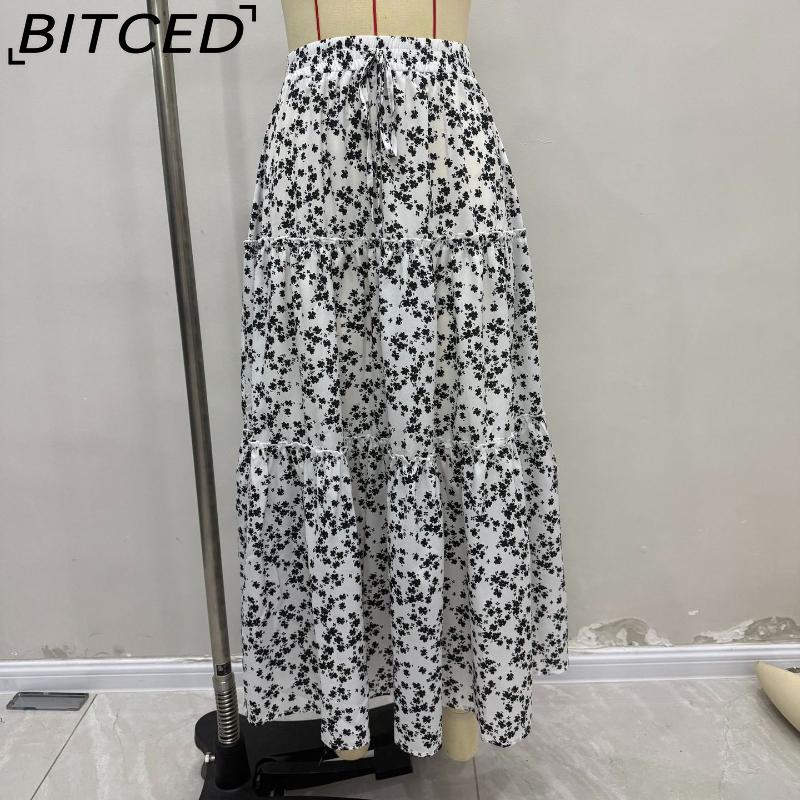BITCED Women's Fashion Casual Floral Print Summer Spring Skirt