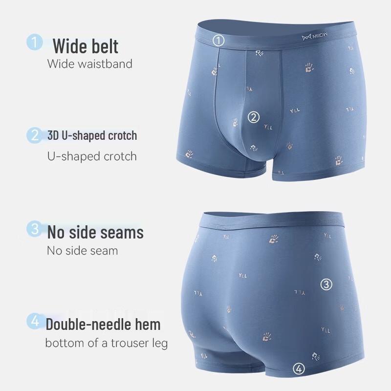 MiiOW Men's Printed Pure Cotton Boxer Briefs