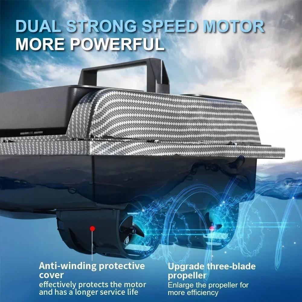 Remote Control Bait Boat V700/V900 GPS 40 Fishing Points 500 M Remote Control 2 Hoppers with Weight of 1.5KG Automatic Return Night Fishing Boats