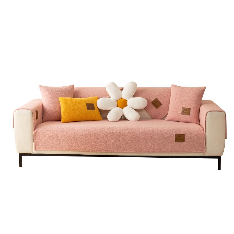 Nordic Teddy Velvet Sofa Cushion Thickened Plush Cushion Anti-slip Leather Sofa Cover High-grade Simple Anti-slip