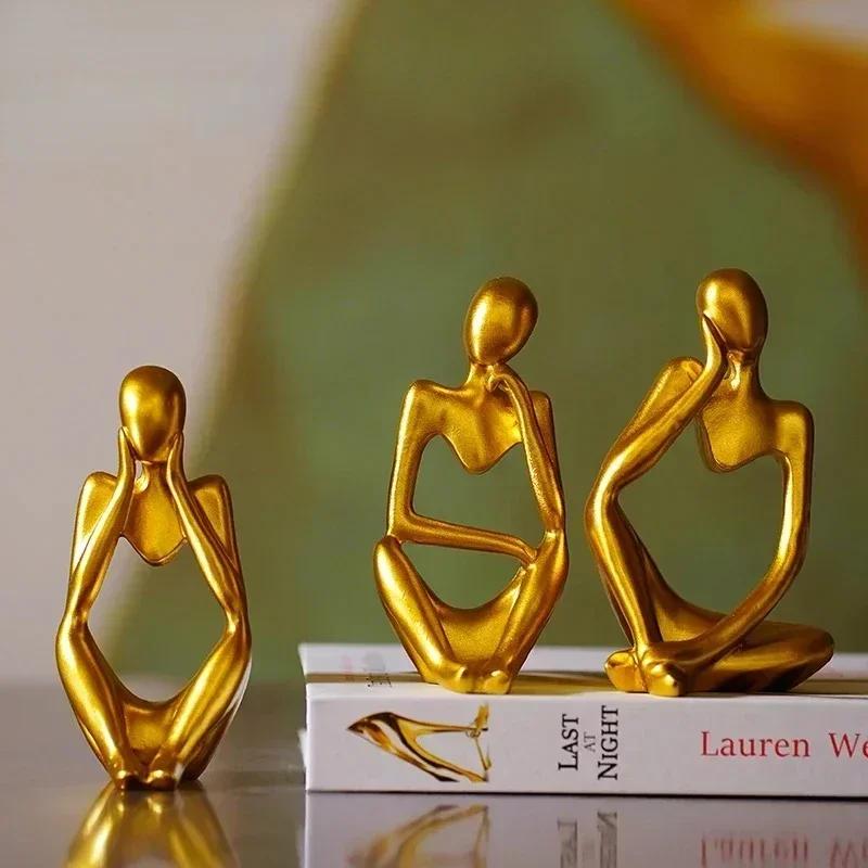 Nordic Thinker Statue Resin Abstract Figurines Figure Statues Handmade Art Crafts Home Decor Maison Desk Living Room Ornaments