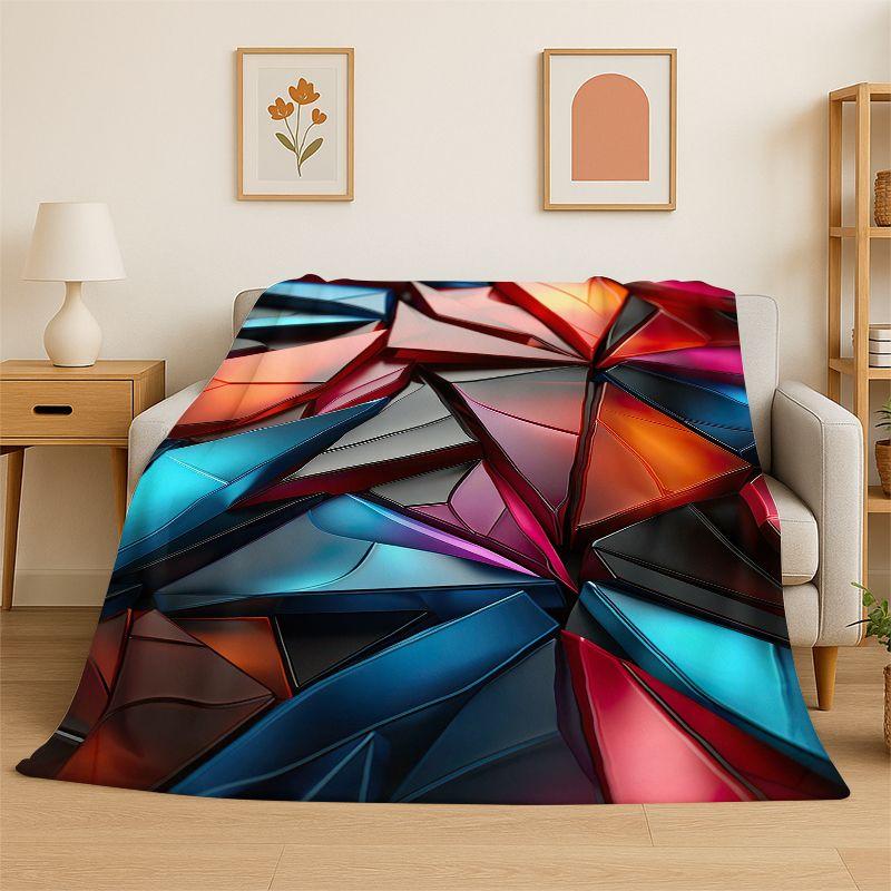 Colorful Crystal Natural Ore Stone Flannel Blanket Soft Throw Blanket for Bedroom Living Room Bed Travel Camping Picnic Nap Gift