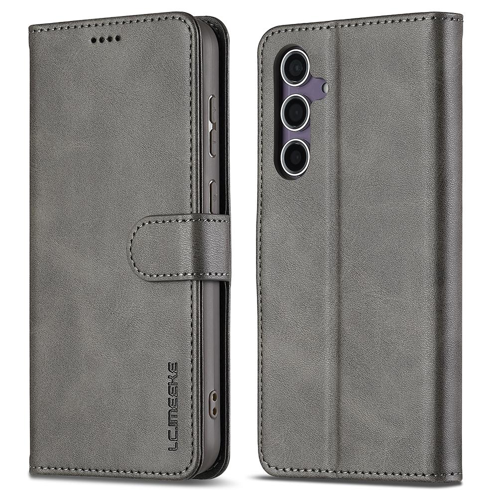

LC.IMEEKE For Samsung Galaxy A36 5G Case Calf Texture PU Leather Stand Wallet Phone Cover Grey