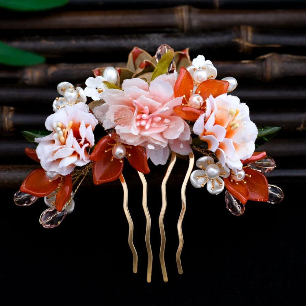 Floral Tang Dynasty Hairpin Tassel Flower Hair Comb Antique Ancient Hair Stick  Children