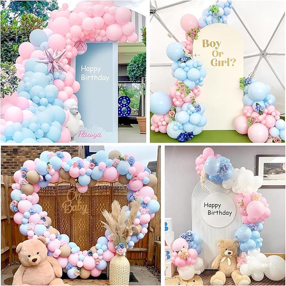 Boy Girl Baby Shower Decor Balloons Garland Pastel Pink Blue Balloon Arch Kit Birthday Party Gender Reveal Decoration Background