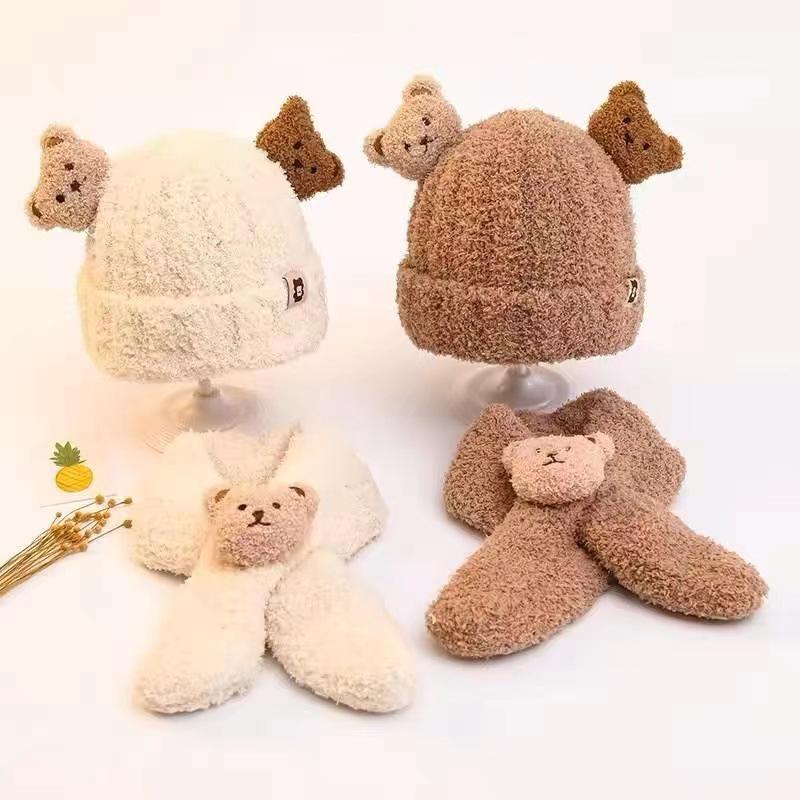 Ensemble bonnet et écharpe d'hiver douillets pour bébé – Protection auditive chaude pour garçons et filles