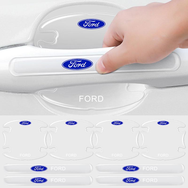 8PCS Anti Scratch Stickers Car Door Handle Cup Protector Film For Ford Escape Kuga Mondeo Ecosport Fiesta Focus 2 3 MK1 2 Fusion