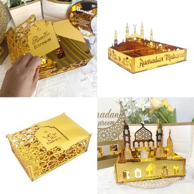 Eid Festival Themed Acrylic Candy Holder Biscuit Cookie Display Box for Home Gatherings Office Desktop Decorations