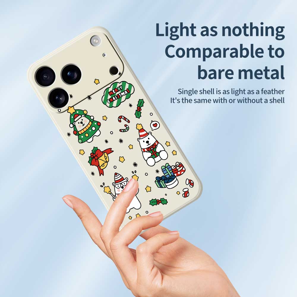 Für iPhone 17 Pro Max Hülle Weihnachtsbären Musterdruck Gerade Kante TPU Handy Rückseite