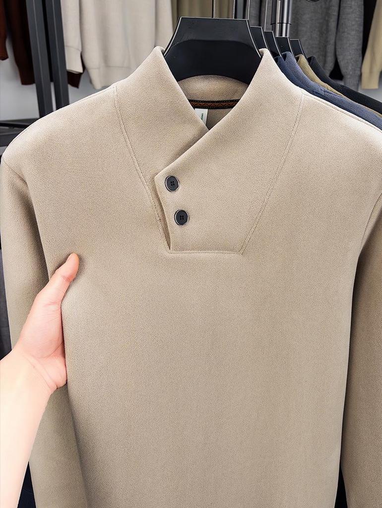 Oli Men's Velvet Scarf Collar Sweatshirt - Stylish, Warm, Thick Base Layer for Autumn/Winter