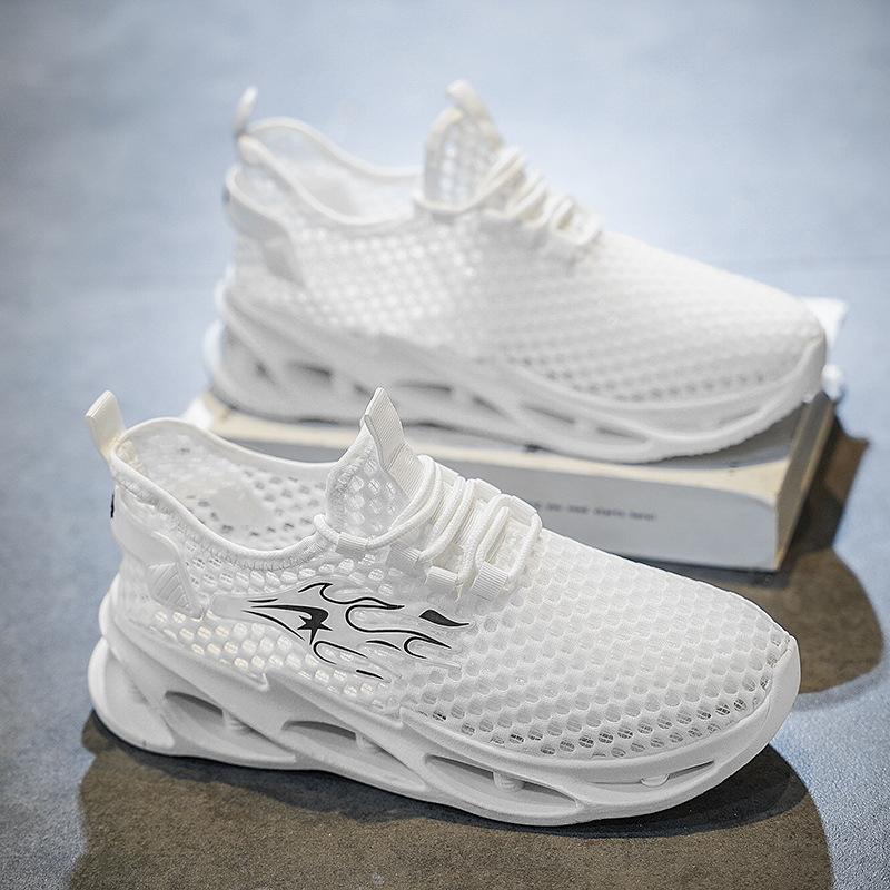 

Summer breathable hollow mesh sports shoes men s soft sole lightweight casual running shoes deodorant single net shoes trendy brand 39 белый