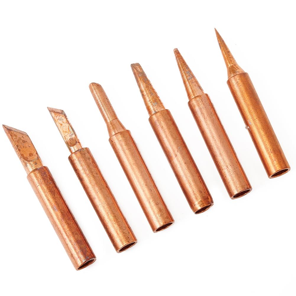 6pc Lead-Soldering Solder Iron Tips 900M-T For 936 937 938 969 8586 852D P#