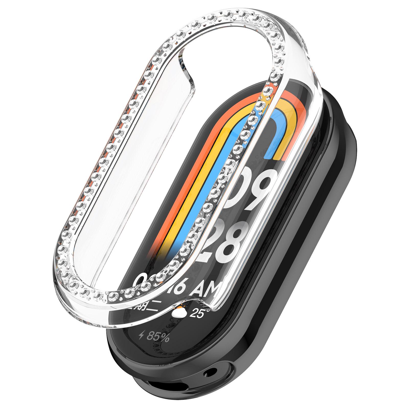 

For Xiaomi Smart Band 9/9 NFC Rhinestone Decor Hollow-Out Cover PC Watch Frame Case D
